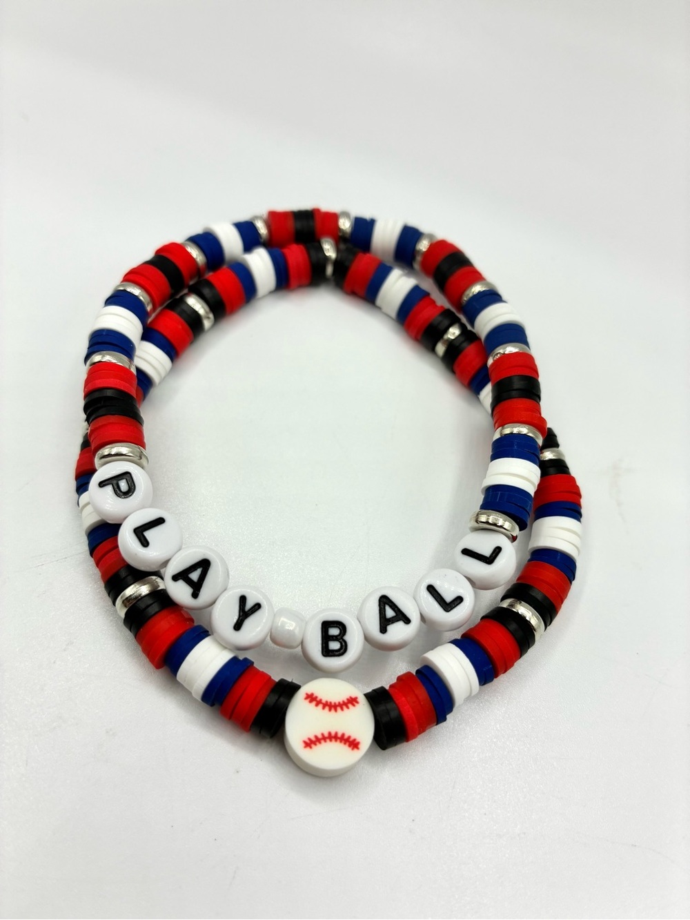 Play Ball Beaded Stretch Bracelet Set - Baseball